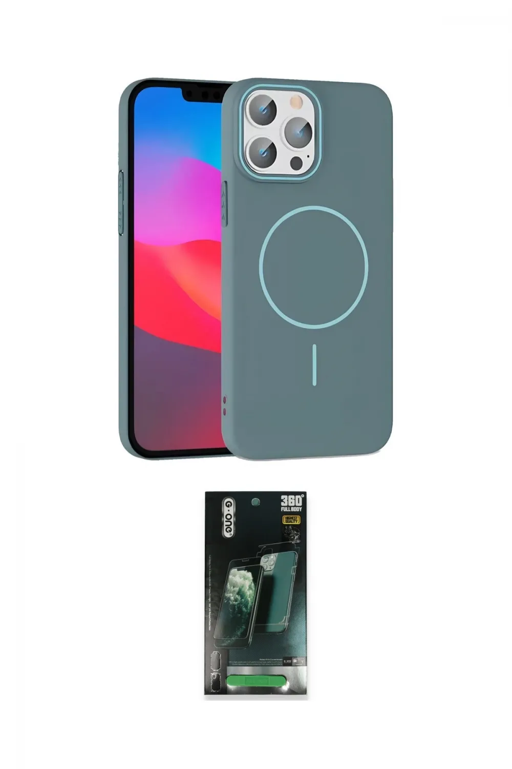 ieg™ iPhone 15 Pro Max Kılıf Siluet Doku Özel Seri - Siyah 360 Mat Full Body Arka Koruyucu
