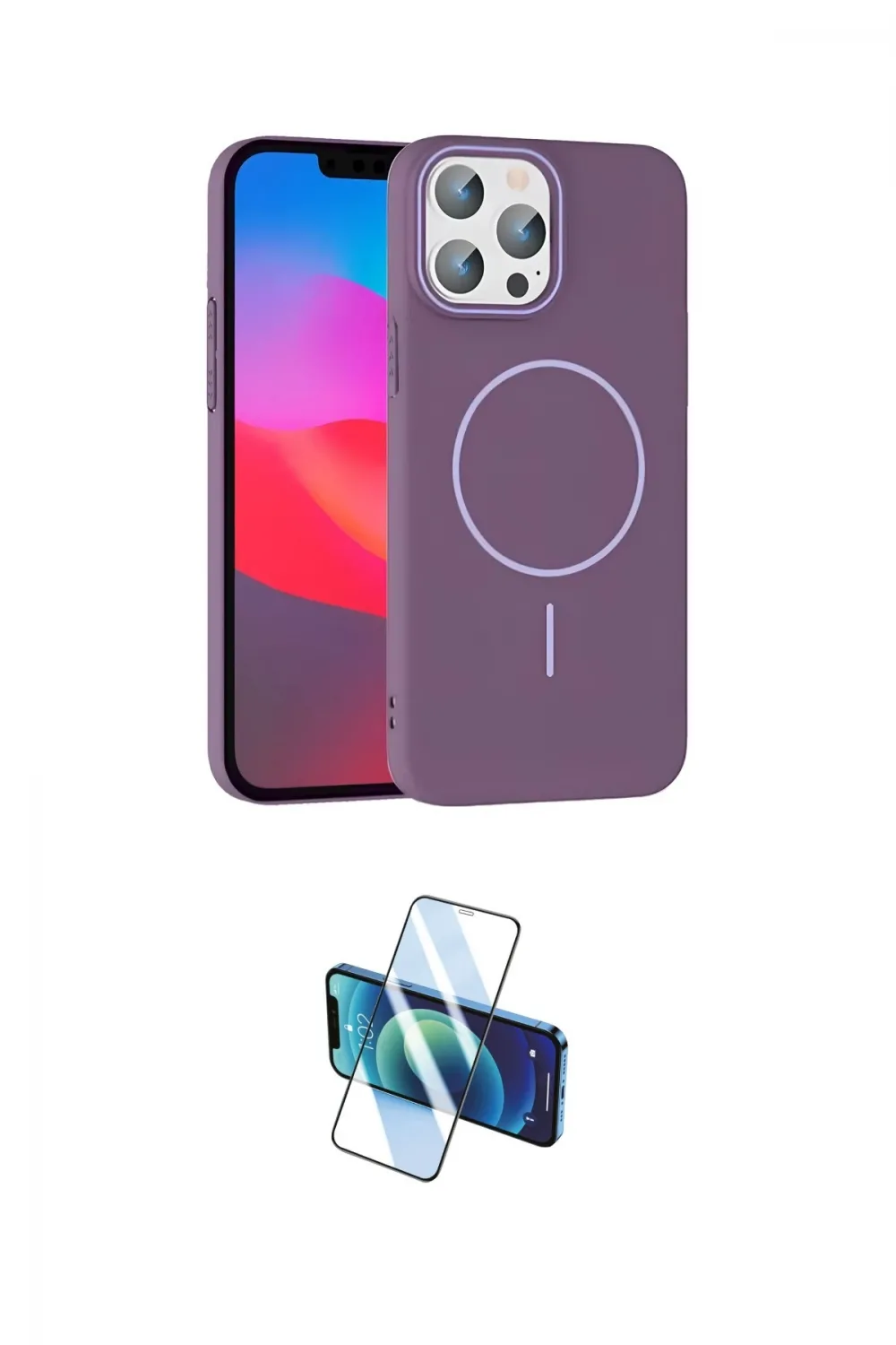 ieg™ iPhone 15 Pro Max Kılıf Siluet Doku Özel Seri - Siyah 3D Antistatik Seramik Nano Ekran Koruyucu