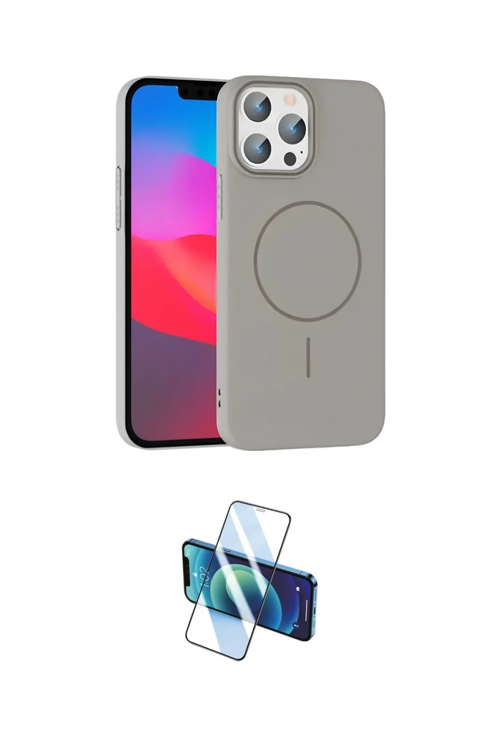 ieg™ iPhone 15 Pro Max Kılıf Siluet Doku Özel Seri - Siyah 3D Antistatik Seramik Nano Ekran Koruyucu
