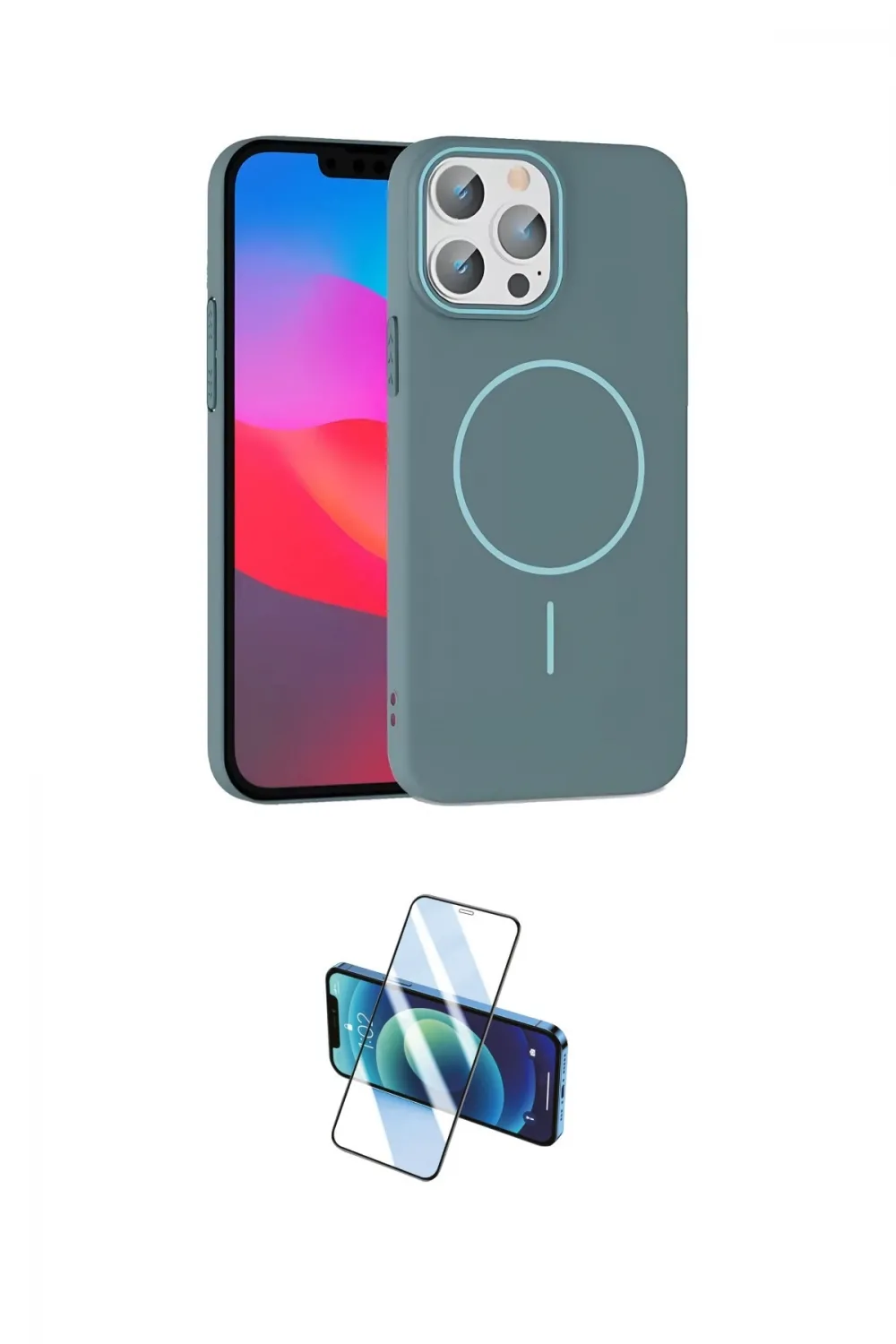 ieg™ iPhone 15 Pro Max Kılıf Siluet Doku Özel Seri - Siyah 3D Antistatik Seramik Nano Ekran Koruyucu