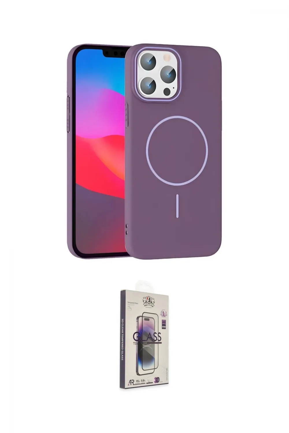 ieg™ iPhone 15 Pro Max Kılıf Siluet Doku Özel Seri - Siyah Bilvis 3D Cam Ekran Koruyucu