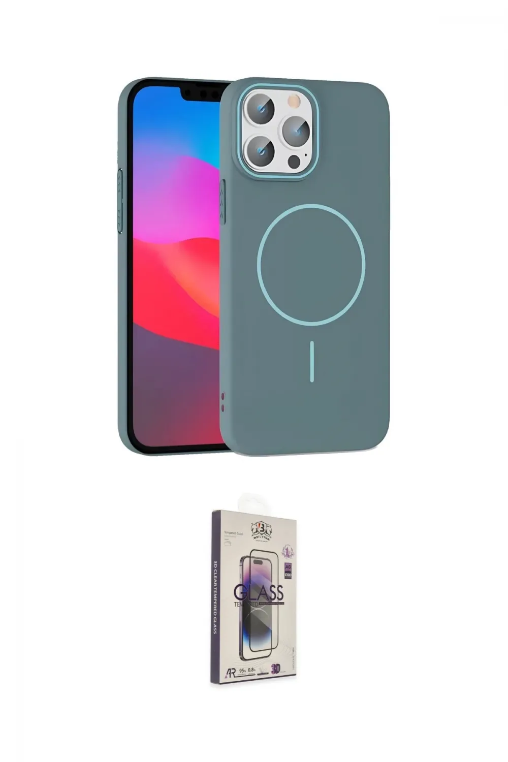 ieg™ iPhone 15 Pro Max Kılıf Siluet Doku Özel Seri - Siyah Bilvis 3D Cam Ekran Koruyucu