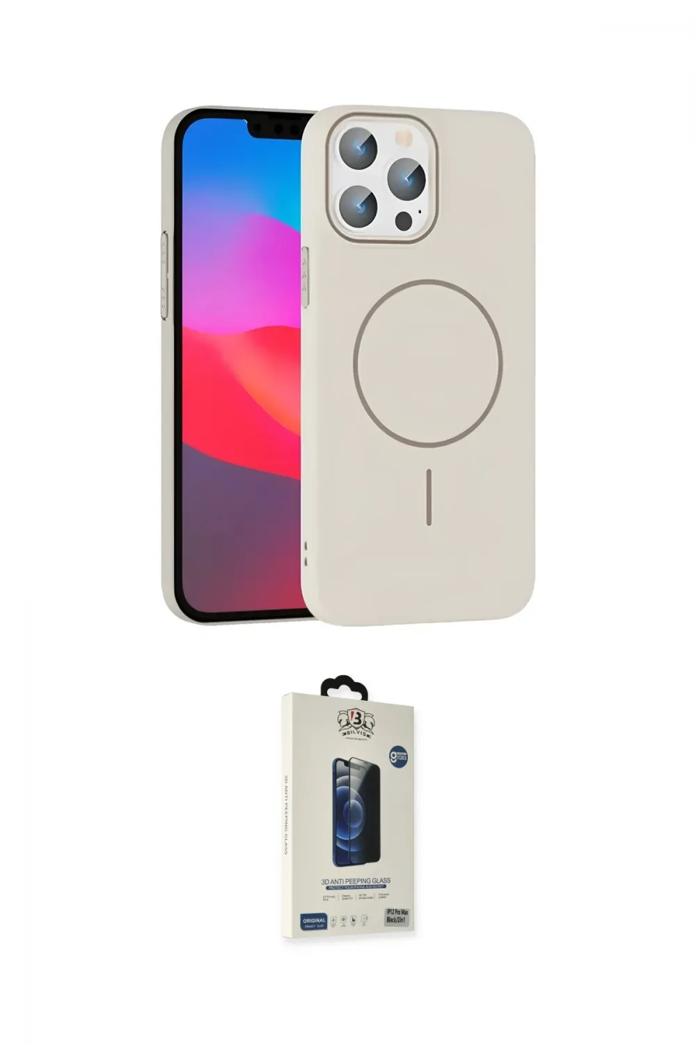ieg™ iPhone 15 Pro Max Kılıf Siluet Doku Özel Seri - Siyah Bilvis Hayalet Cam Ekran Koruyucu