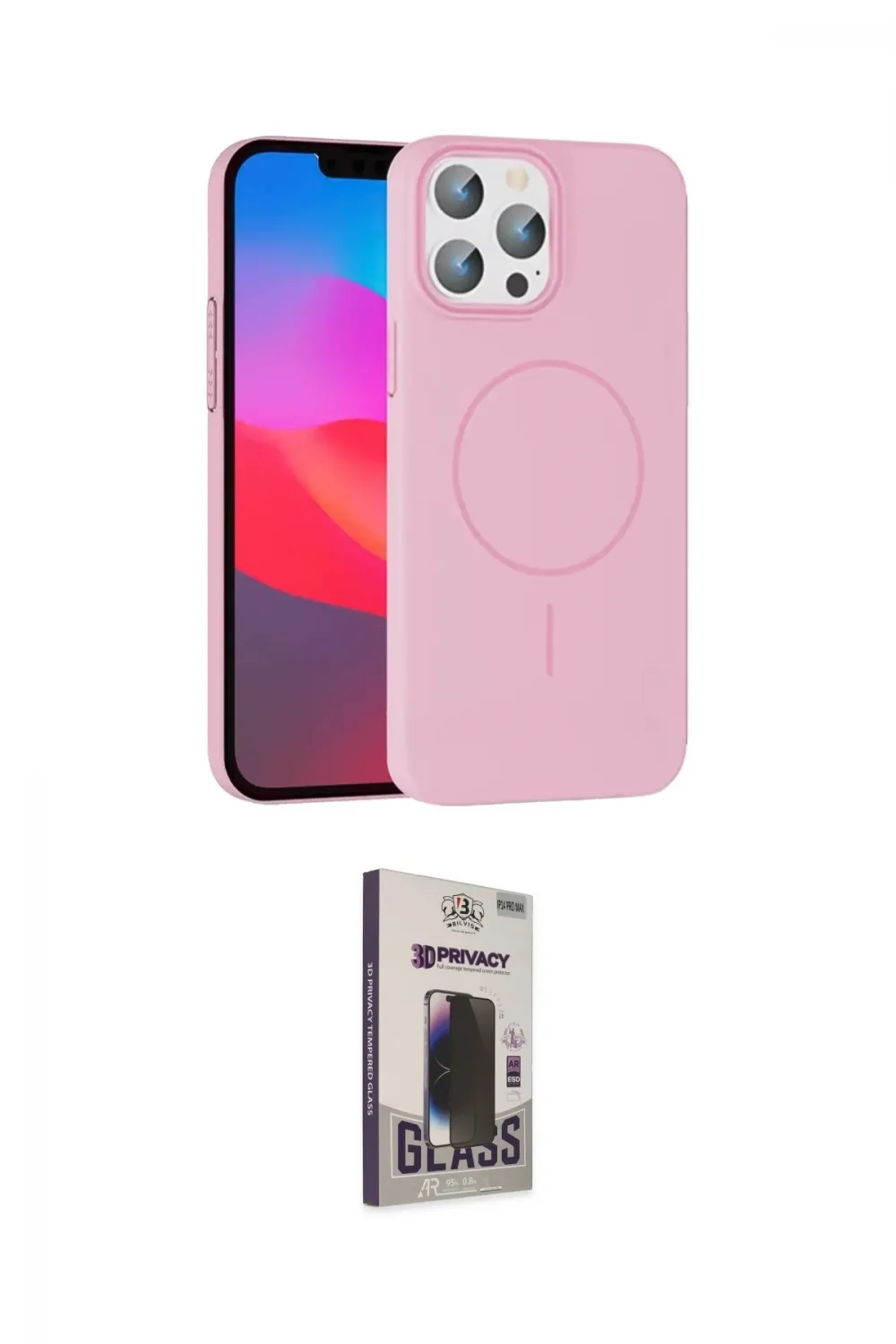 ieg™ iPhone 15 Pro Max Kılıf Siluet Doku Özel Seri - Siyah Bilvis Hayalet Cam Ekran Koruyucu