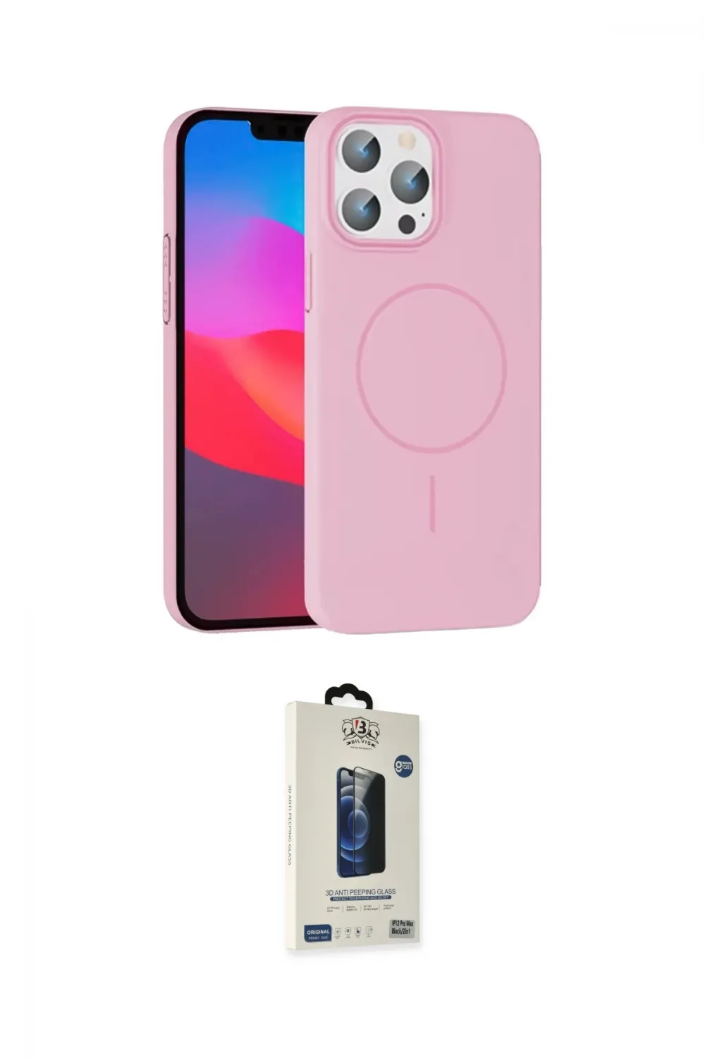 ieg™ iPhone 15 Pro Max Kılıf Siluet Doku Özel Seri - Siyah Bilvis Hayalet Cam Ekran Koruyucu