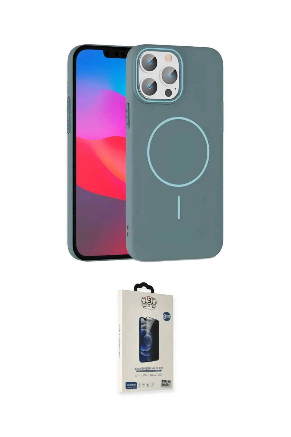 ieg™ iPhone 15 Pro Max Kılıf Siluet Doku Özel Seri - Siyah Bilvis Hayalet Cam Ekran Koruyucu