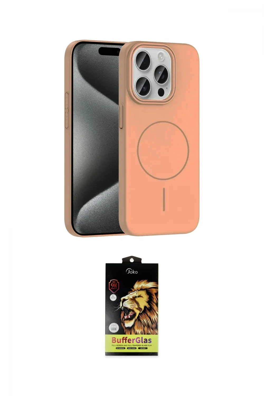 ieg™ iPhone 15 Pro Max Kılıf Siluet Doku Özel Seri - Siyah Buffer Cam Ekran Koruyucu