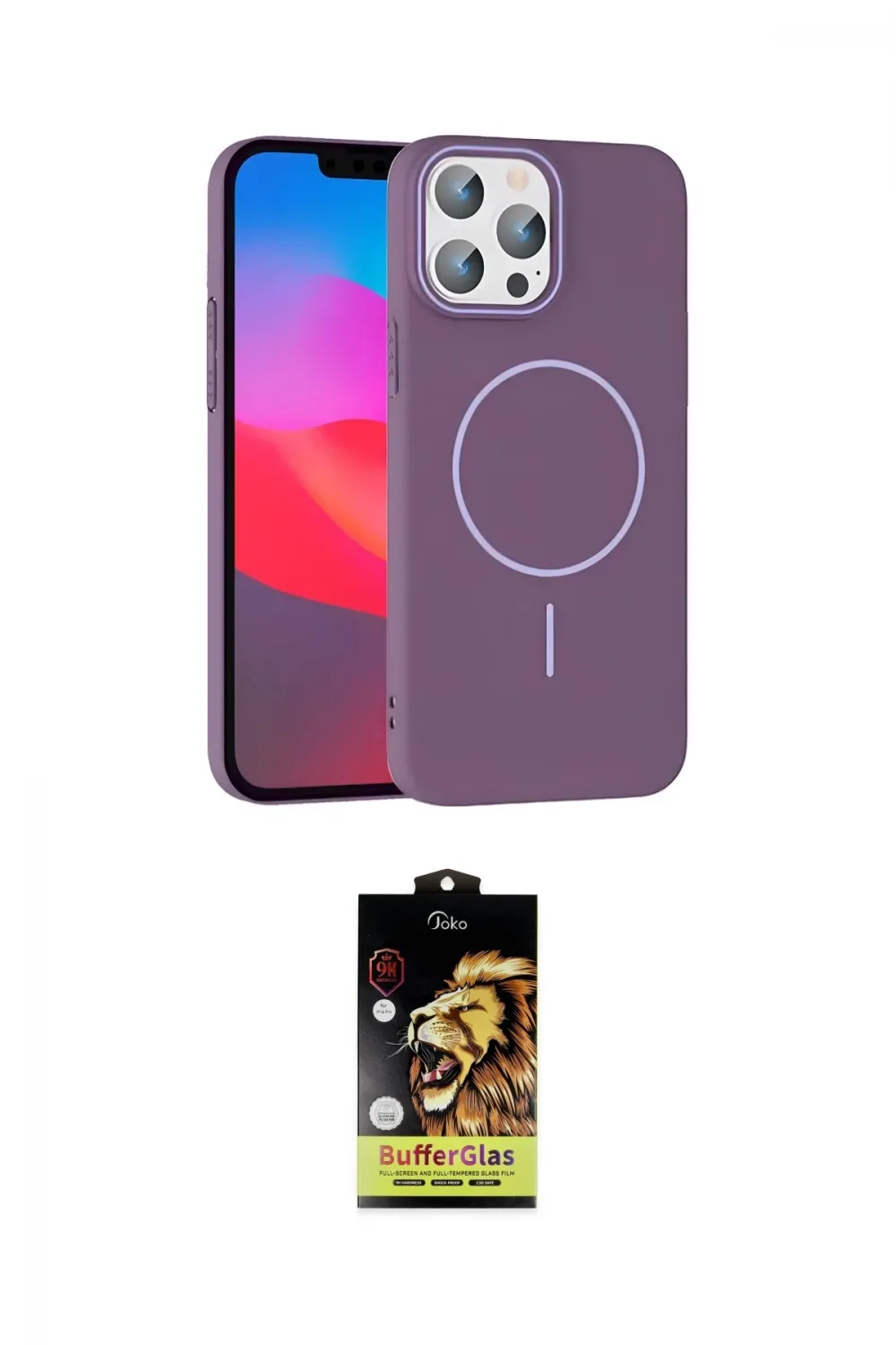 ieg™ iPhone 15 Pro Max Kılıf Siluet Doku Özel Seri - Siyah Buffer Cam Ekran Koruyucu