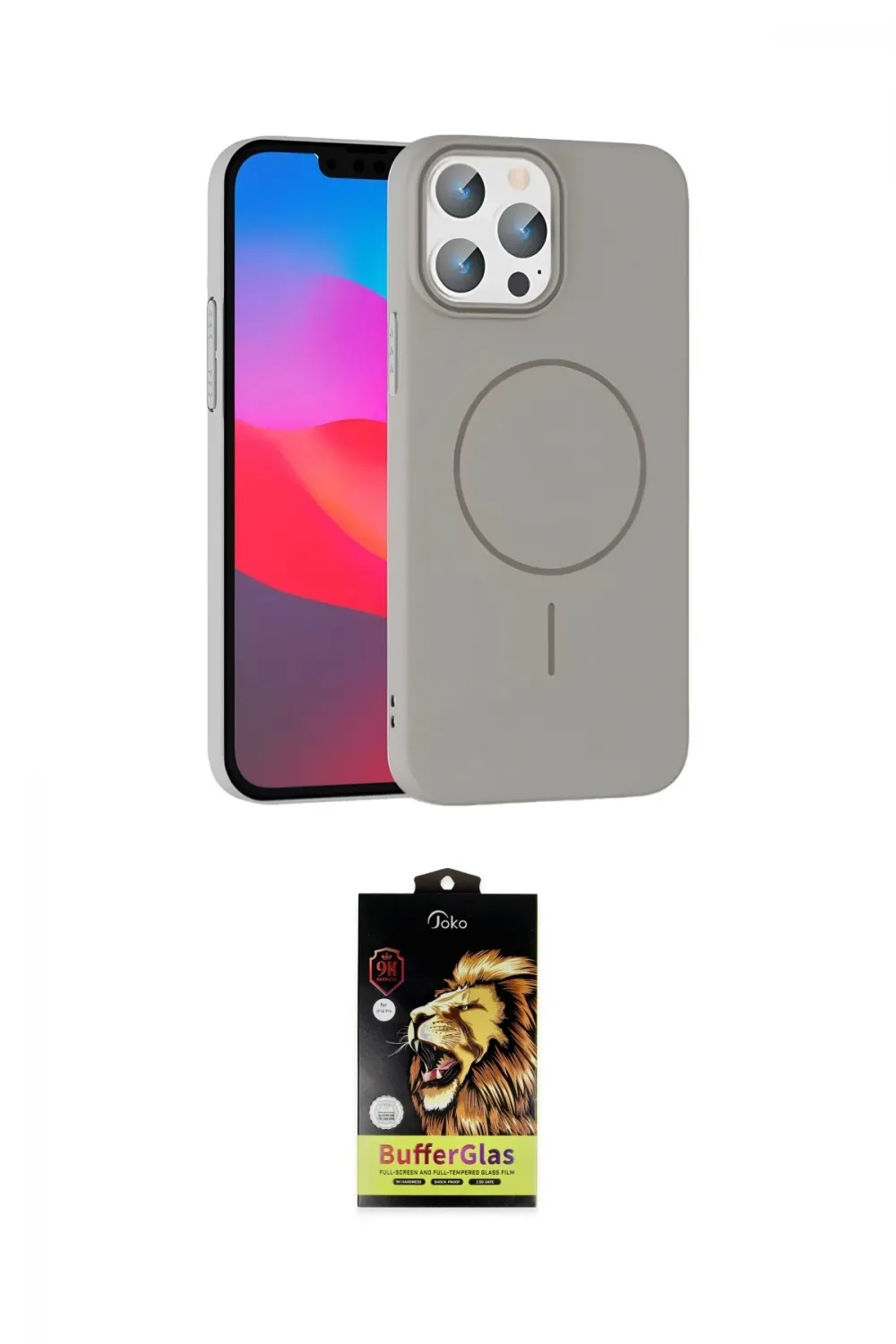 ieg™ iPhone 15 Pro Max Kılıf Siluet Doku Özel Seri - Siyah Buffer Cam Ekran Koruyucu