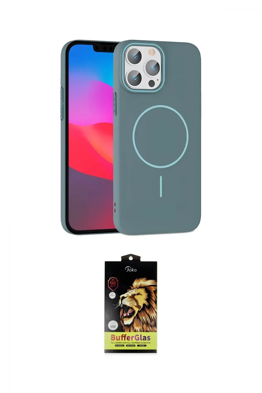 ieg™ iPhone 15 Pro Max Kılıf Siluet Doku Özel Seri - Siyah Buffer Cam Ekran Koruyucu