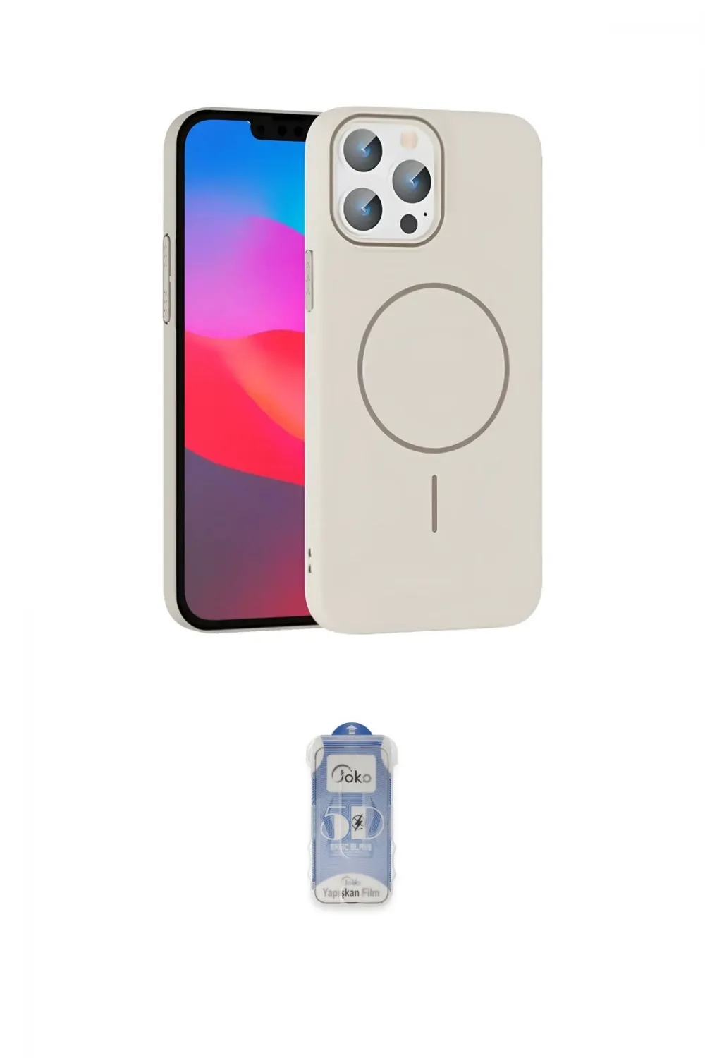 ieg™ iPhone 15 Pro Max Kılıf Siluet Doku Özel Seri - Siyah Joko Magic 5D Cam