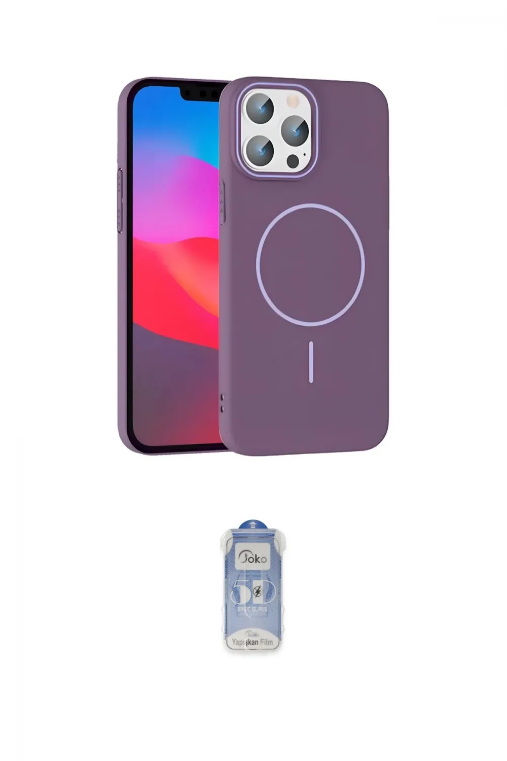 ieg™ iPhone 15 Pro Max Kılıf Siluet Doku Özel Seri - Siyah Joko Magic 5D Cam