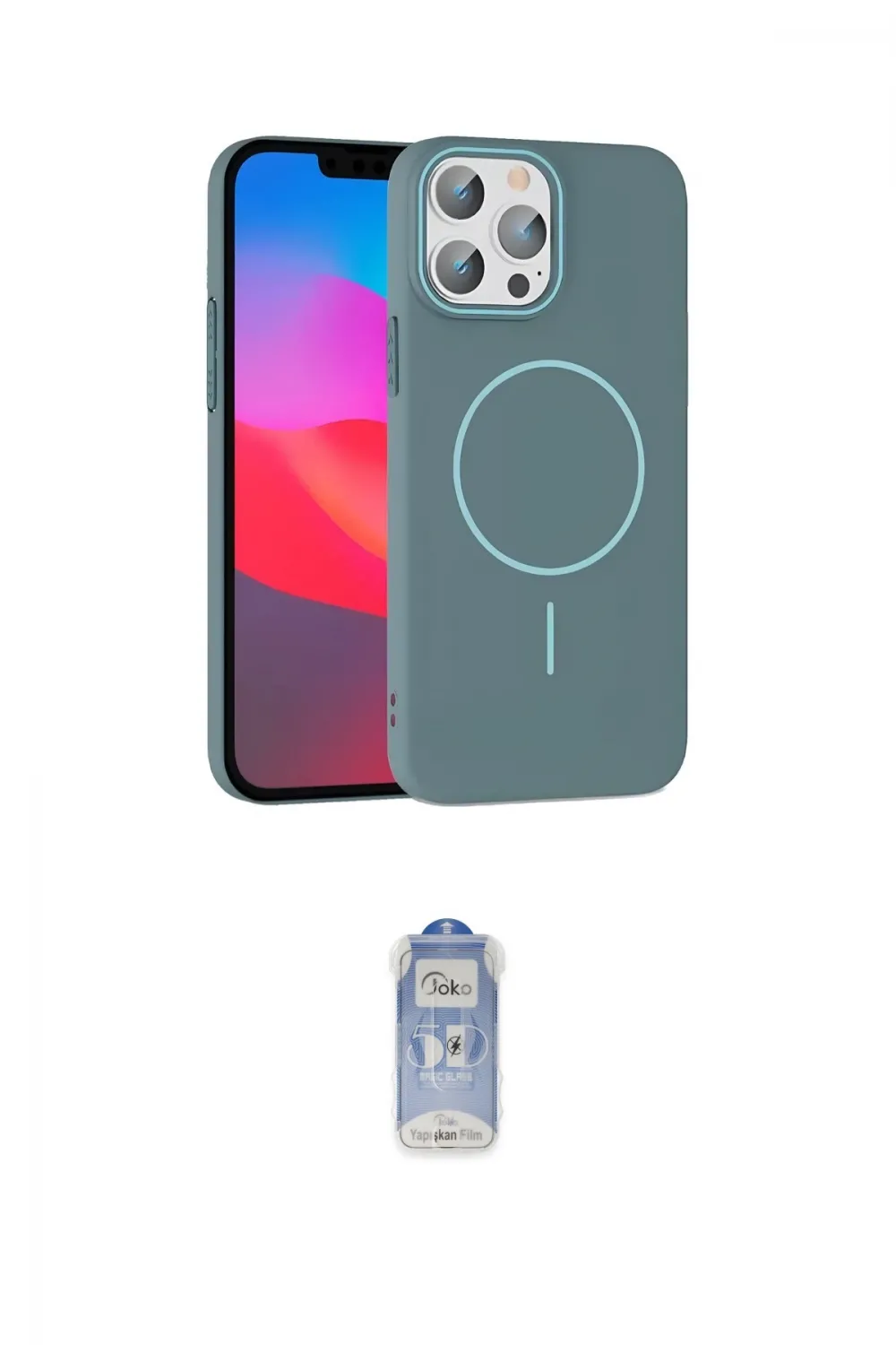 ieg™ iPhone 15 Pro Max Kılıf Siluet Doku Özel Seri - Siyah Joko Magic 5D Cam