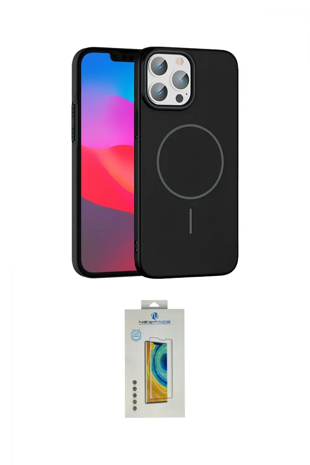 ieg™ iPhone 15 Pro Max Kılıf Siluet Doku Özel Seri - Siyah Polymer Nano Ekran Koruyucu