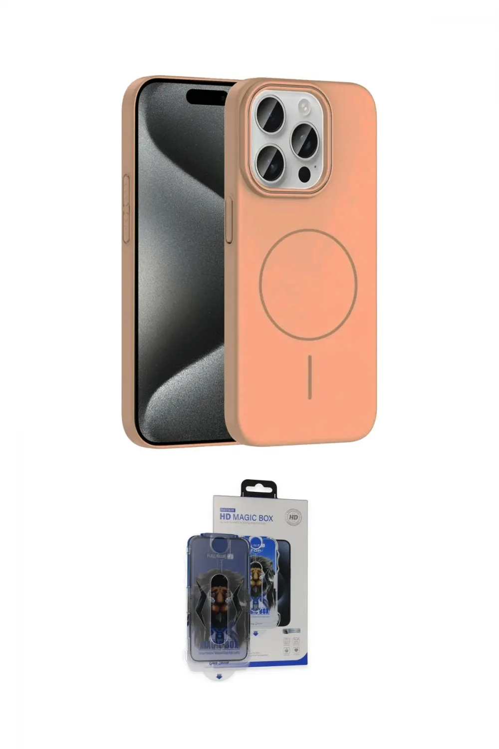 ieg™ iPhone 15 Pro Max Kılıf Siluet Doku Özel Seri - Siyah Vanessa Magic Cam