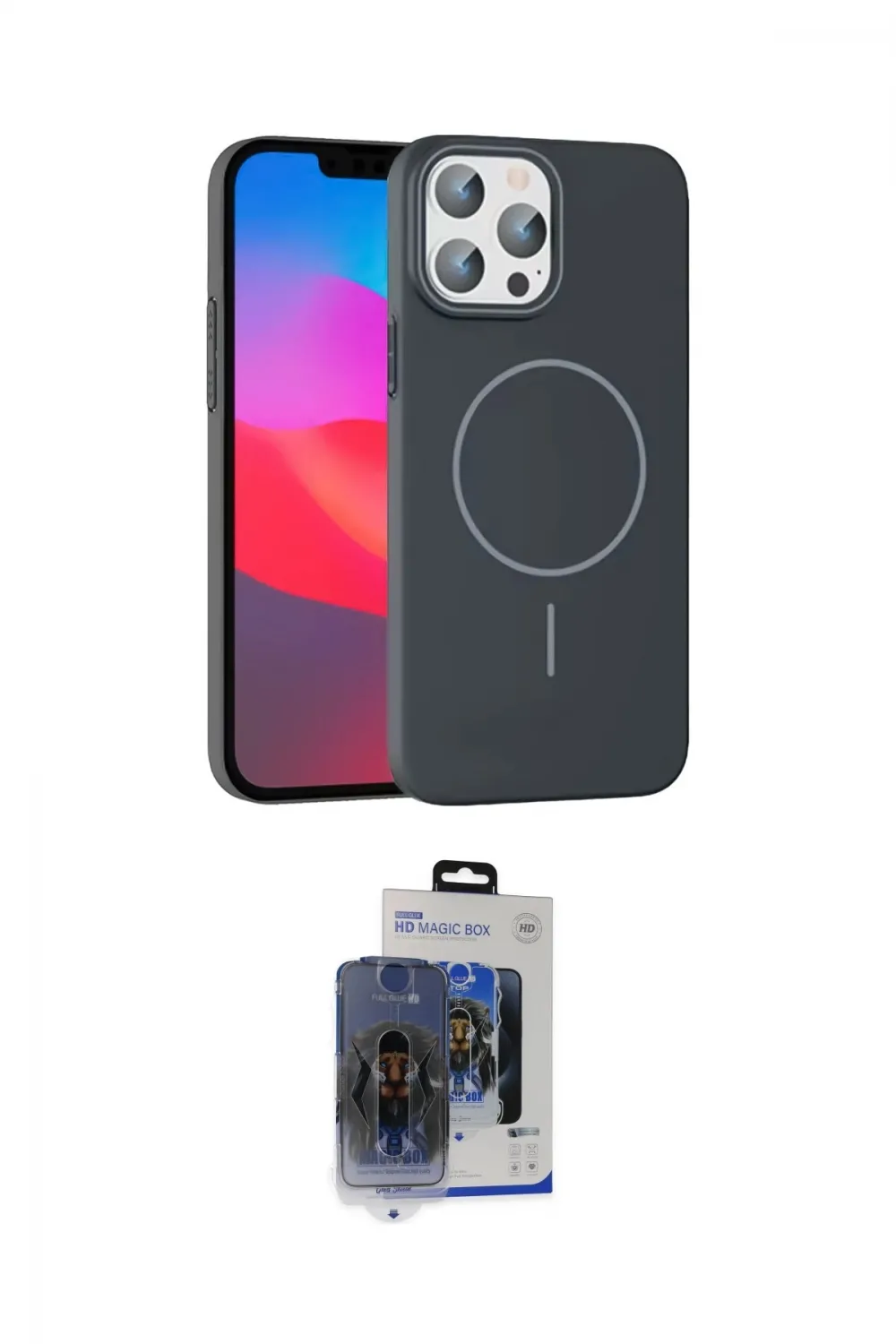 ieg™ iPhone 15 Pro Max Kılıf Siluet Doku Özel Seri - Siyah Vanessa Magic Cam