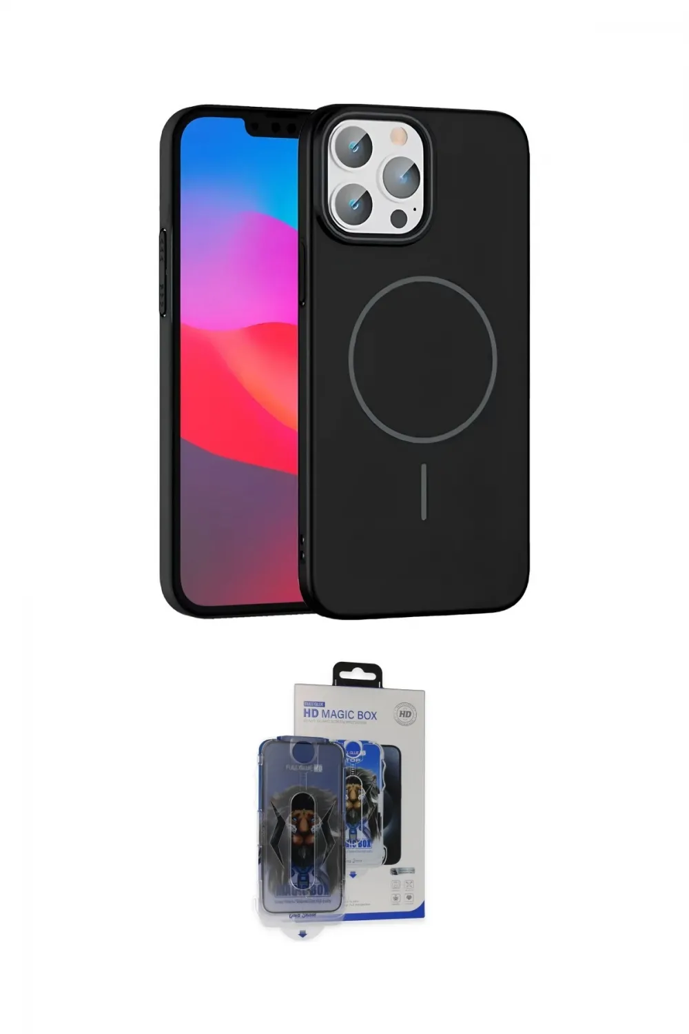 ieg™ iPhone 15 Pro Max Kılıf Siluet Doku Özel Seri - Siyah Vanessa Magic Cam