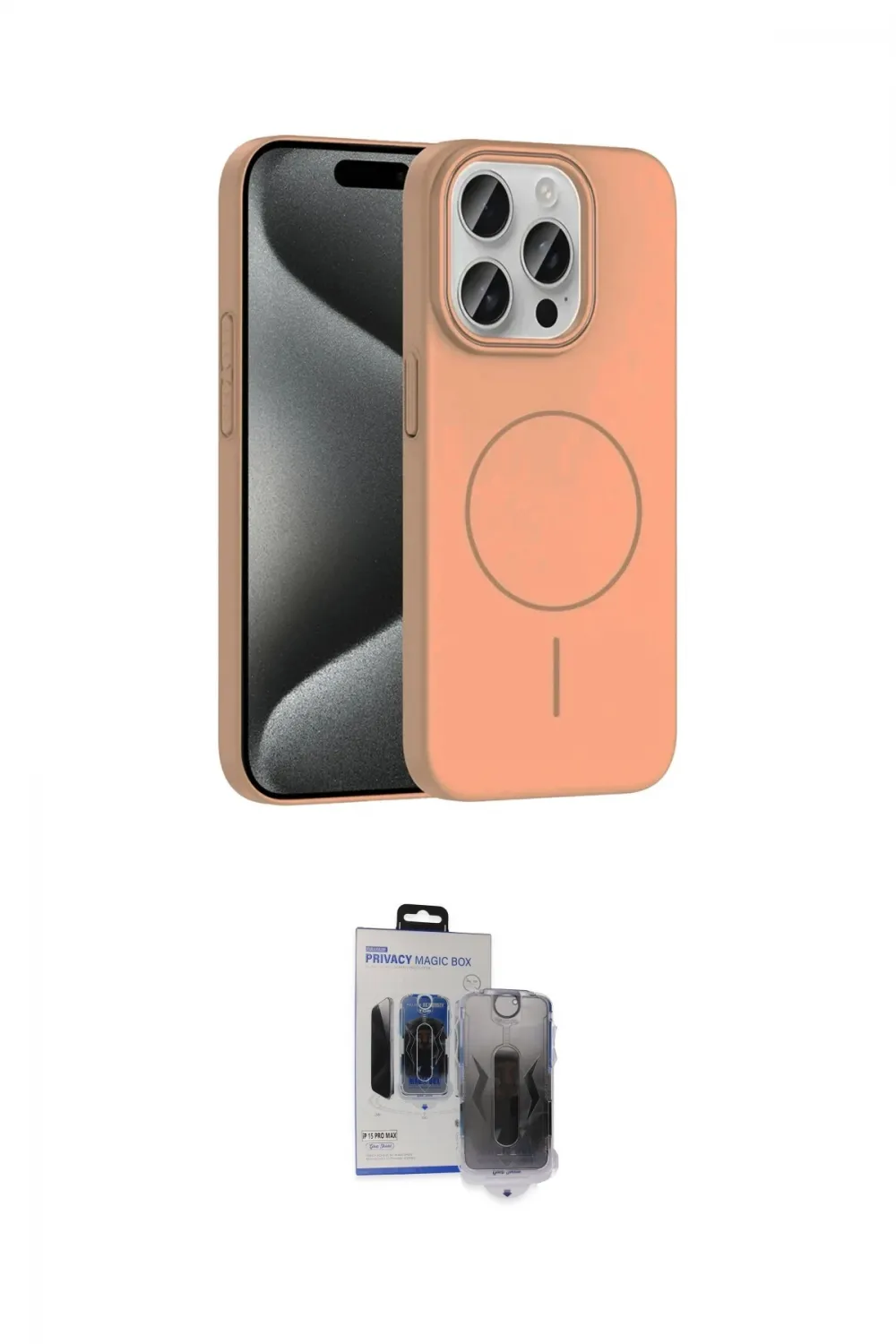 ieg™ iPhone 15 Pro Max Kılıf Siluet Doku Özel Seri - Siyah Vanessa Magic Hayalet Cam