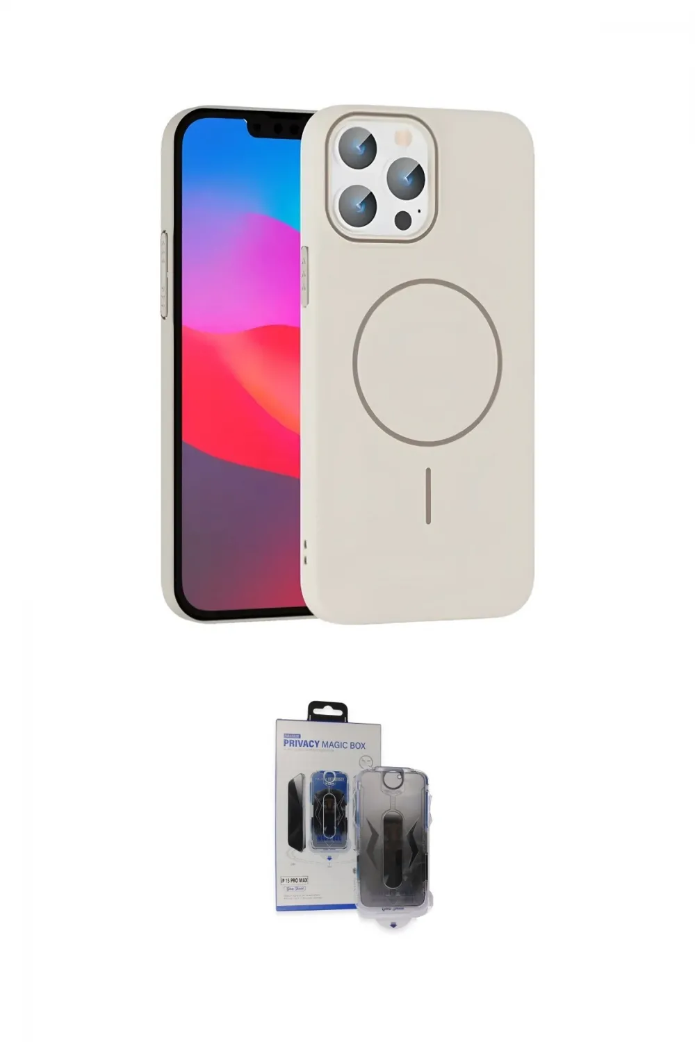 ieg™ iPhone 15 Pro Max Kılıf Siluet Doku Özel Seri - Siyah Vanessa Magic Hayalet Cam