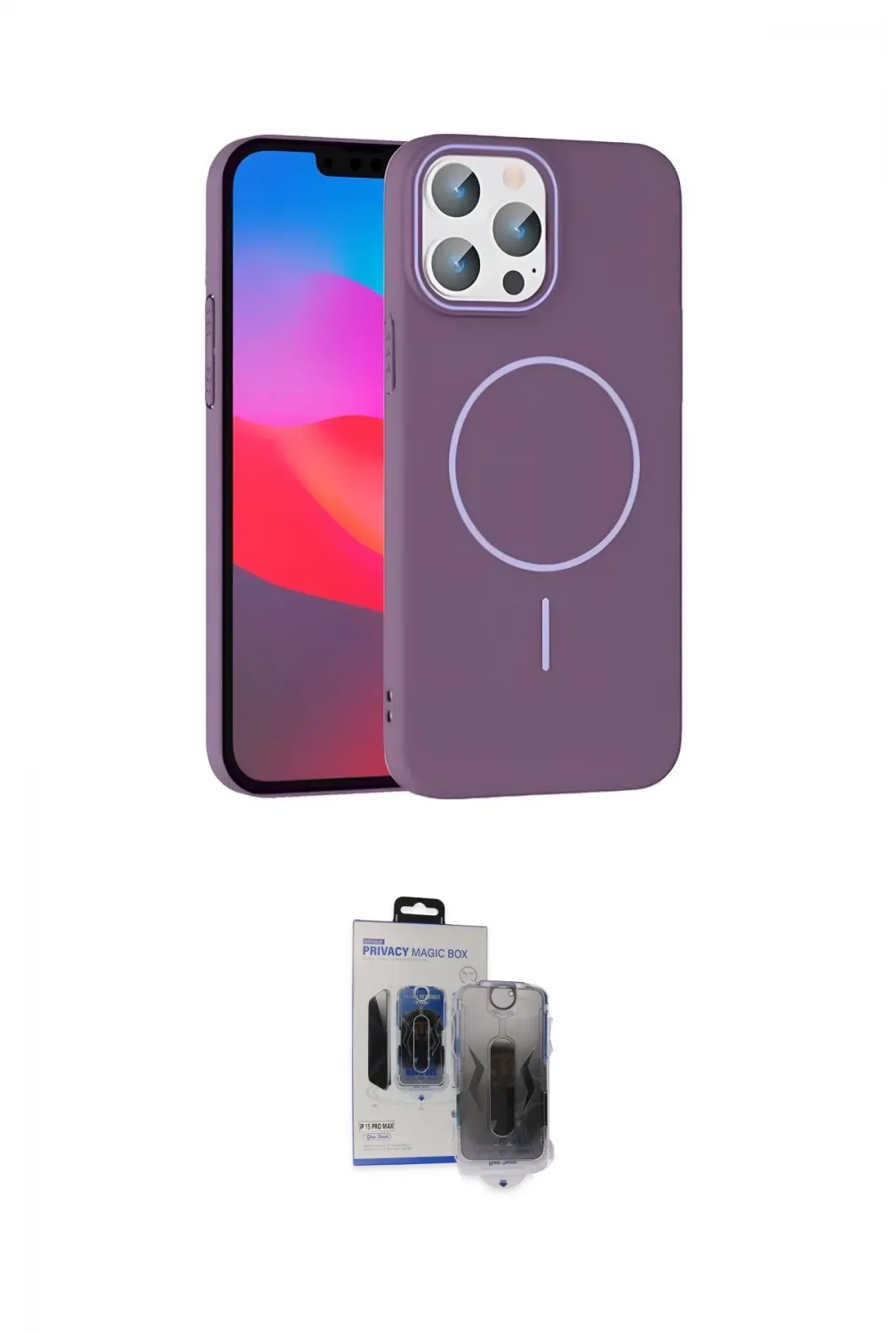 ieg™ iPhone 15 Pro Max Kılıf Siluet Doku Özel Seri - Siyah Vanessa Magic Hayalet Cam