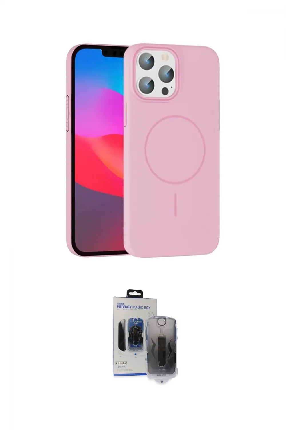 ieg™ iPhone 15 Pro Max Kılıf Siluet Doku Özel Seri - Siyah Vanessa Magic Hayalet Cam
