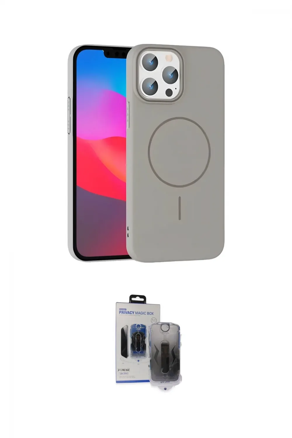 ieg™ iPhone 15 Pro Max Kılıf Siluet Doku Özel Seri - Siyah Vanessa Magic Hayalet Cam