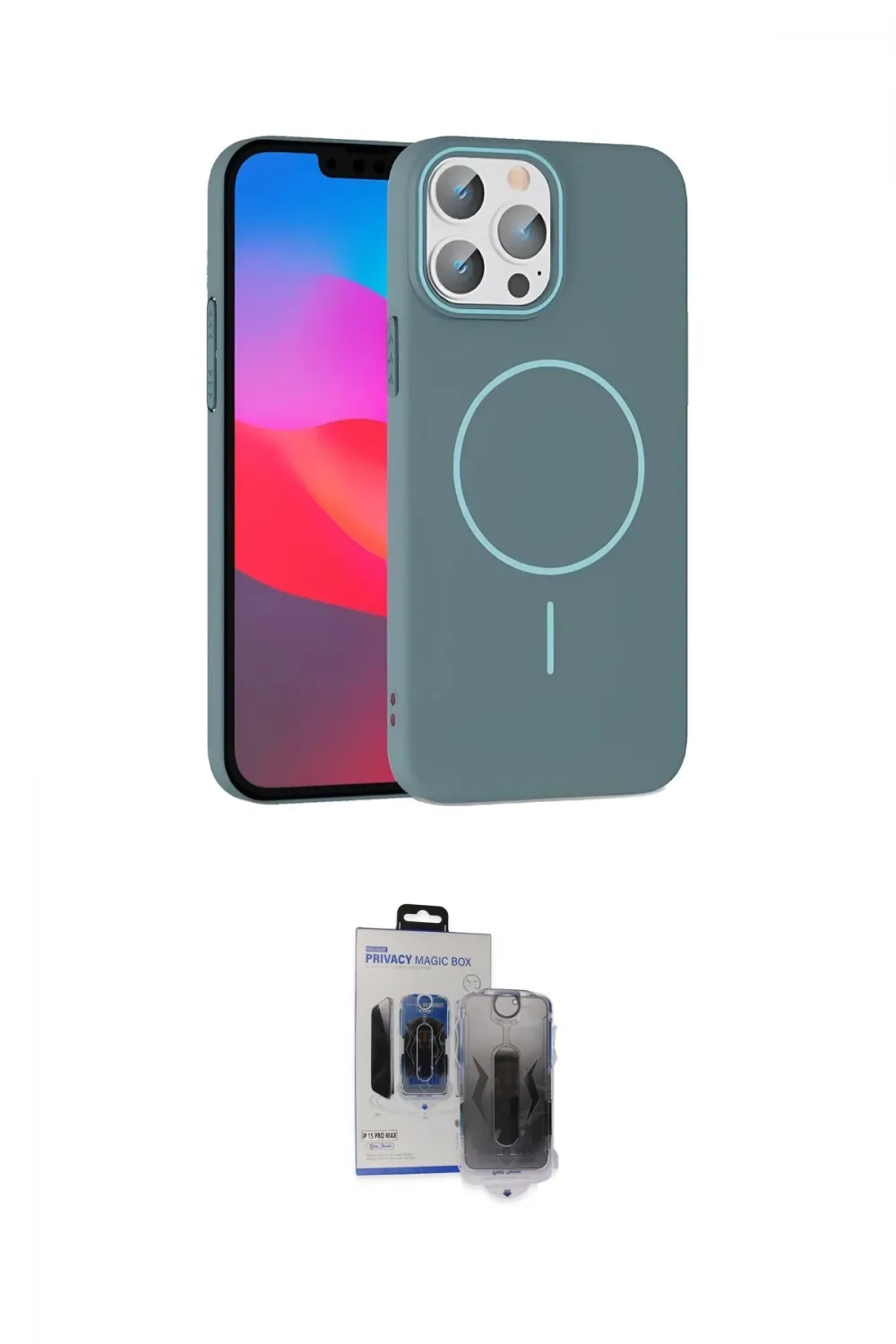 ieg™ iPhone 15 Pro Max Kılıf Siluet Doku Özel Seri - Siyah Vanessa Magic Hayalet Cam