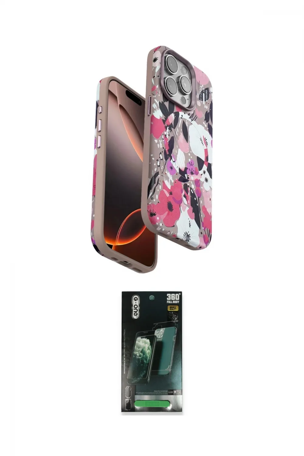 ieg™ iPhone 15 Pro Max Kılıf Siluet Doku - Şeffaf 360 Full Body Arka Koruyucu