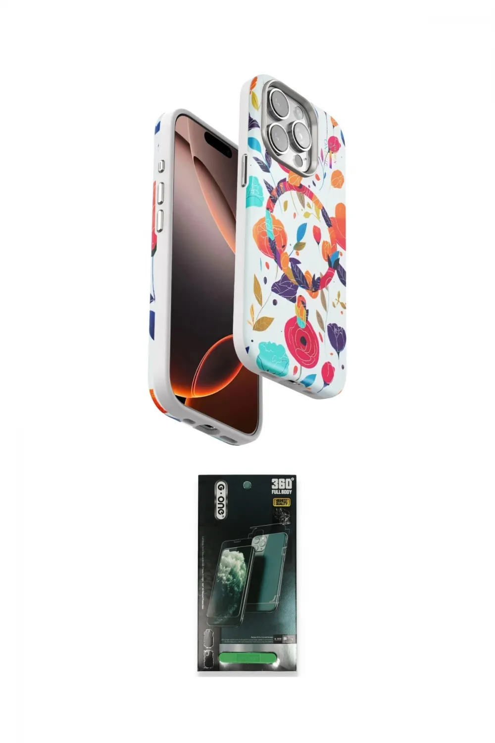 ieg™ iPhone 15 Pro Max Kılıf Siluet Doku - Siyah 360 Mat Full Body Arka Koruyucu
