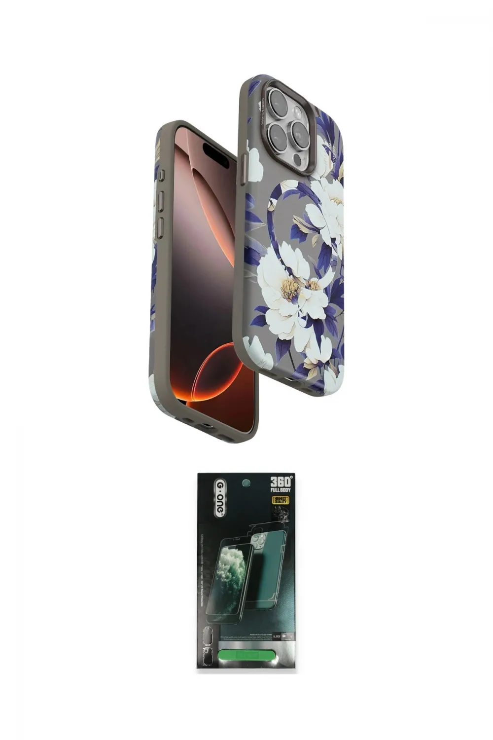 ieg™ iPhone 15 Pro Max Kılıf Siluet Doku - Siyah 360 Mat Full Body Arka Koruyucu