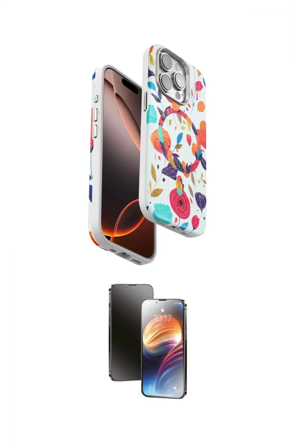 ieg™ iPhone 15 Pro Max Kılıf Siluet Doku - Siyah 3D Antistatik Mat Seramik Nano Ekran Koruyucu