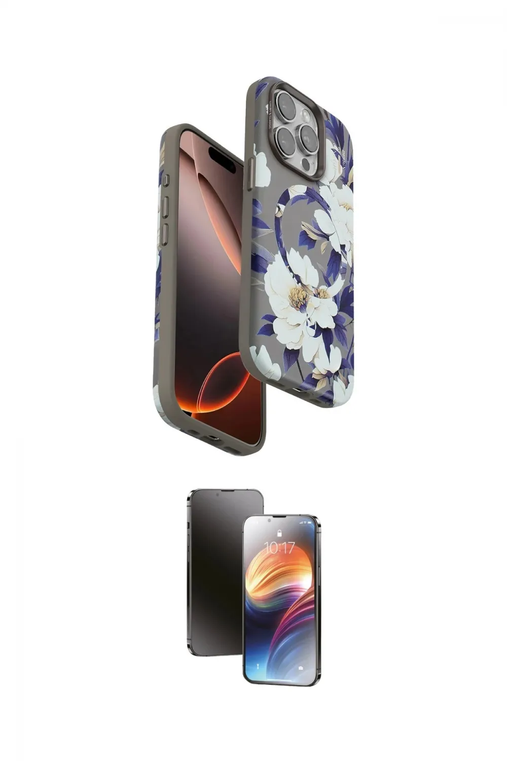 ieg™ iPhone 15 Pro Max Kılıf Siluet Doku - Siyah 3D Antistatik Mat Seramik Nano Ekran Koruyucu