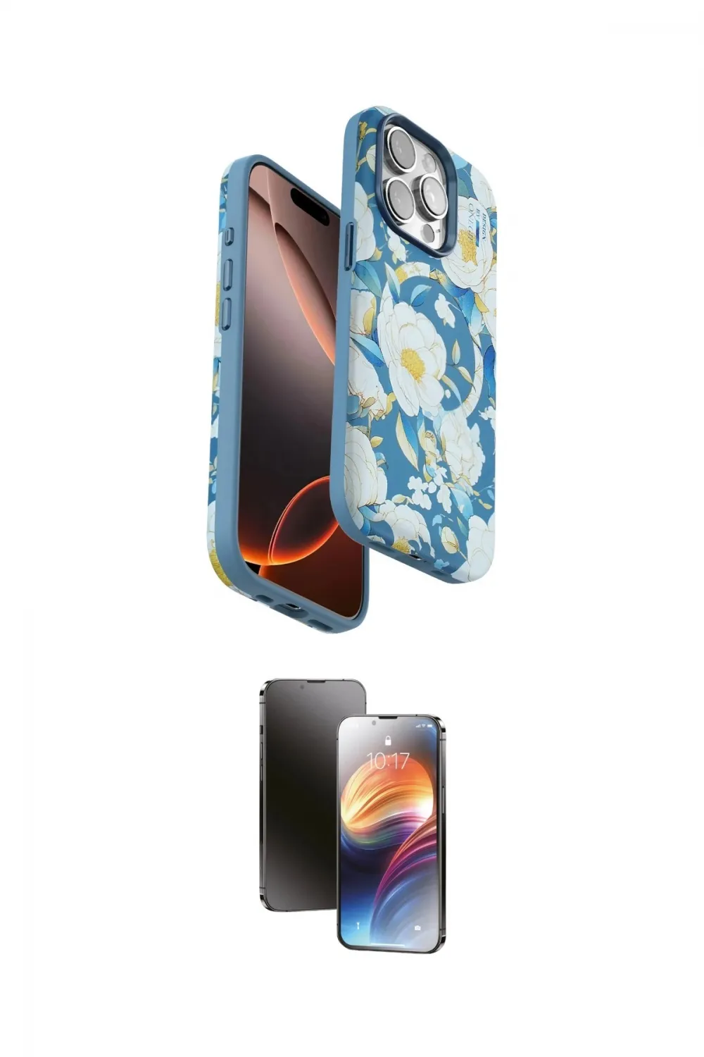 ieg™ iPhone 15 Pro Max Kılıf Siluet Doku - Siyah 3D Antistatik Mat Seramik Nano Ekran Koruyucu