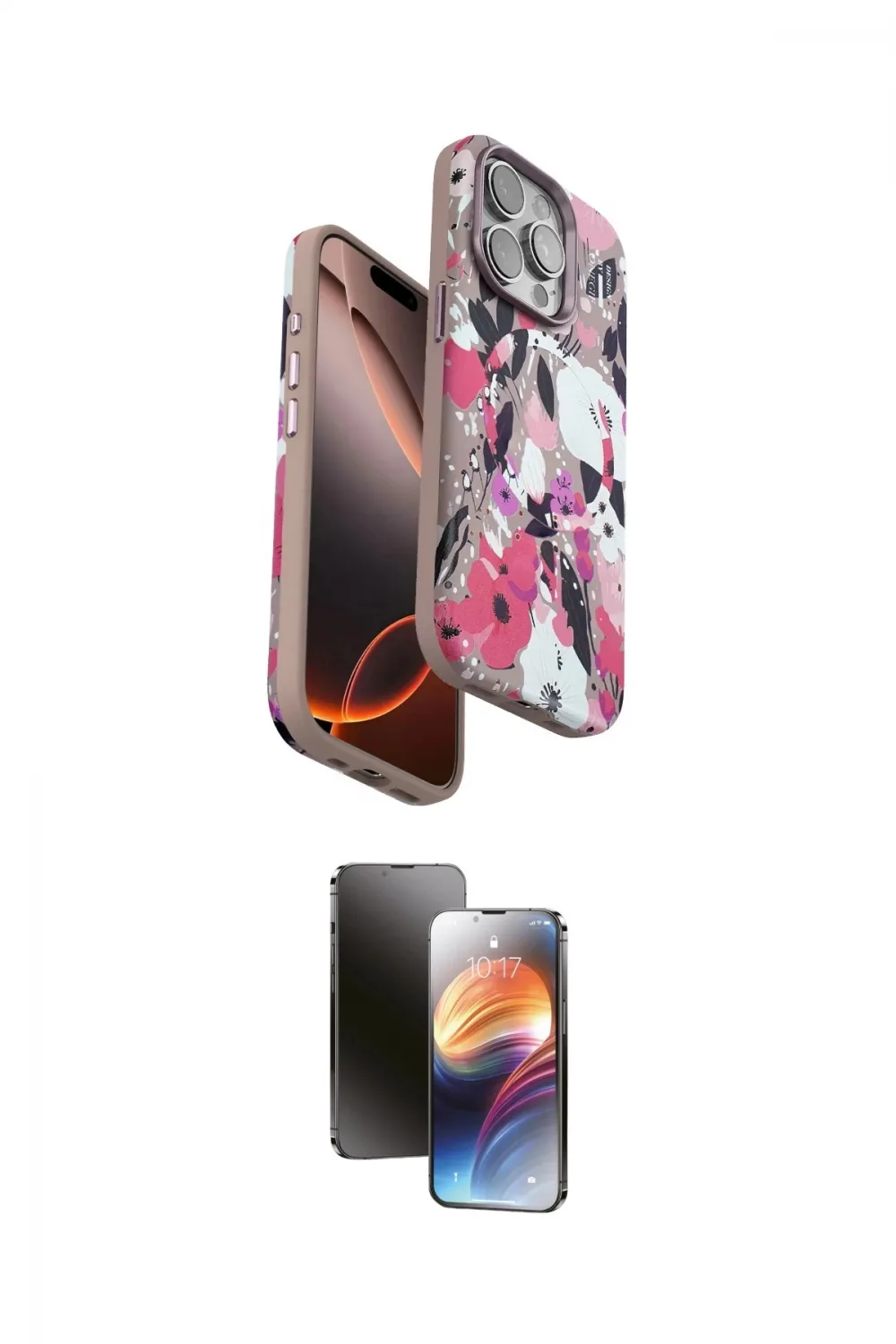 ieg™ iPhone 15 Pro Max Kılıf Siluet Doku - Siyah 3D Antistatik Mat Seramik Nano Ekran Koruyucu