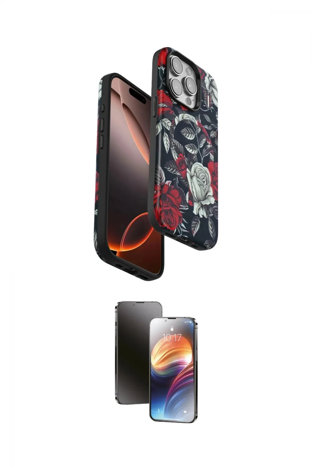 ieg™ iPhone 15 Pro Max Kılıf Siluet Doku - Siyah 3D Antistatik Mat Seramik Nano Ekran Koruyucu