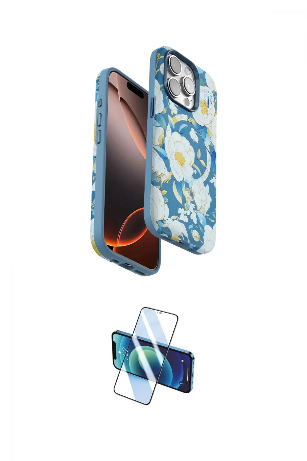 ieg™ iPhone 15 Pro Max Kılıf Siluet Doku - Siyah 3D Antistatik Seramik Nano Ekran Koruyucu