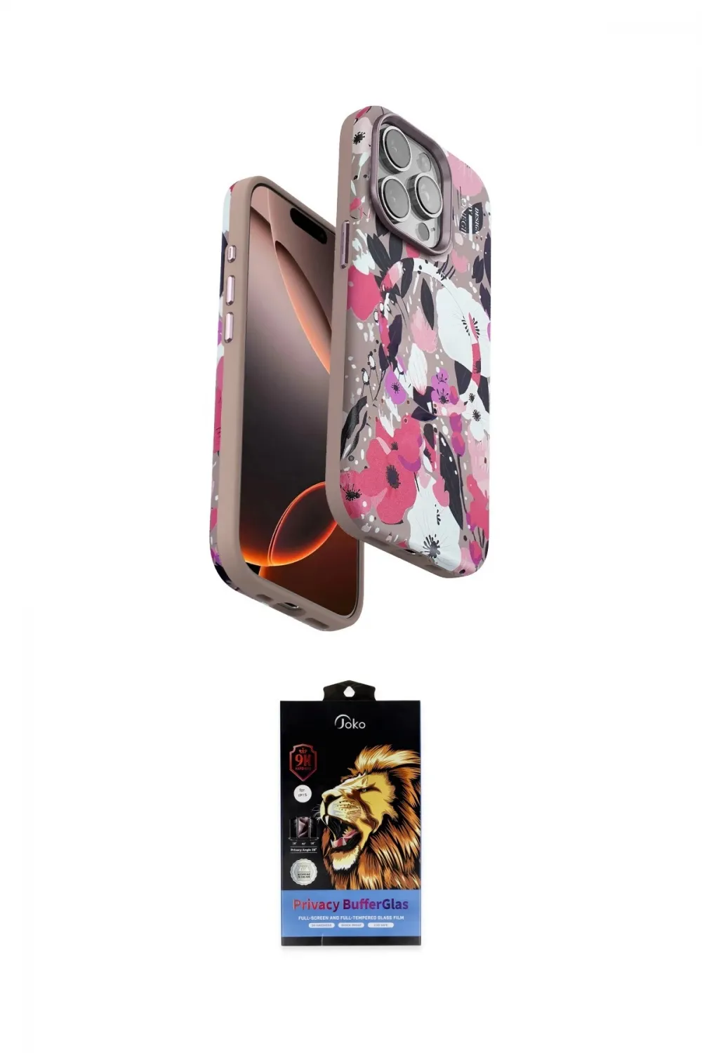 ieg™ iPhone 15 Pro Max Kılıf Siluet Doku - Siyah Buffer Hayalet Cam Ekran Koruyucu