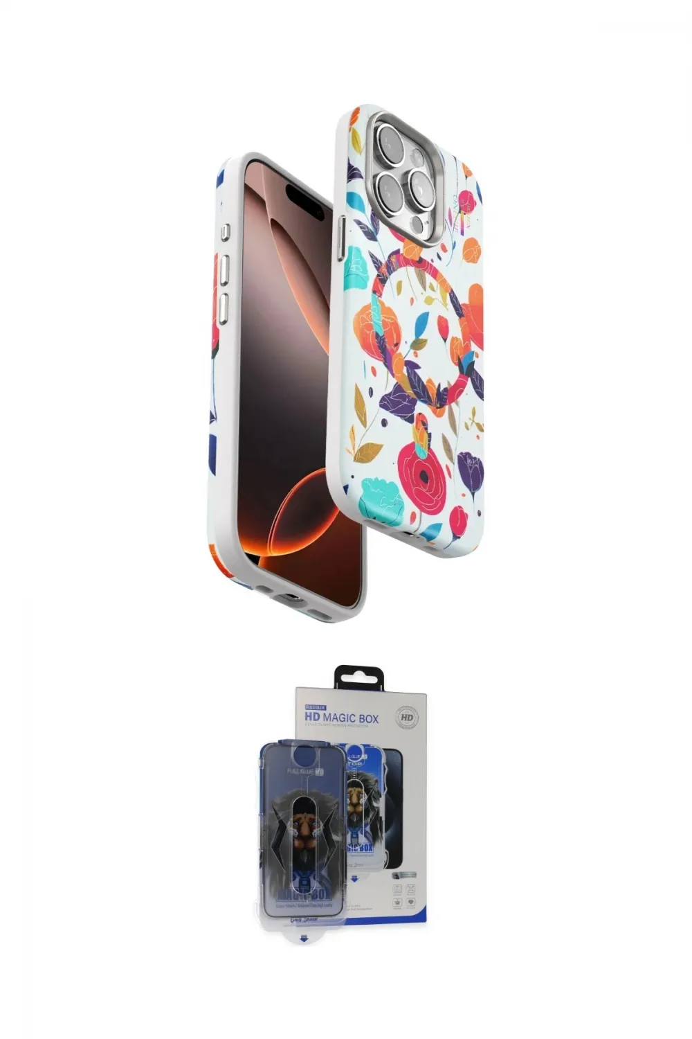 ieg™ iPhone 15 Pro Max Kılıf Siluet Doku - Siyah Vanessa Magic Cam