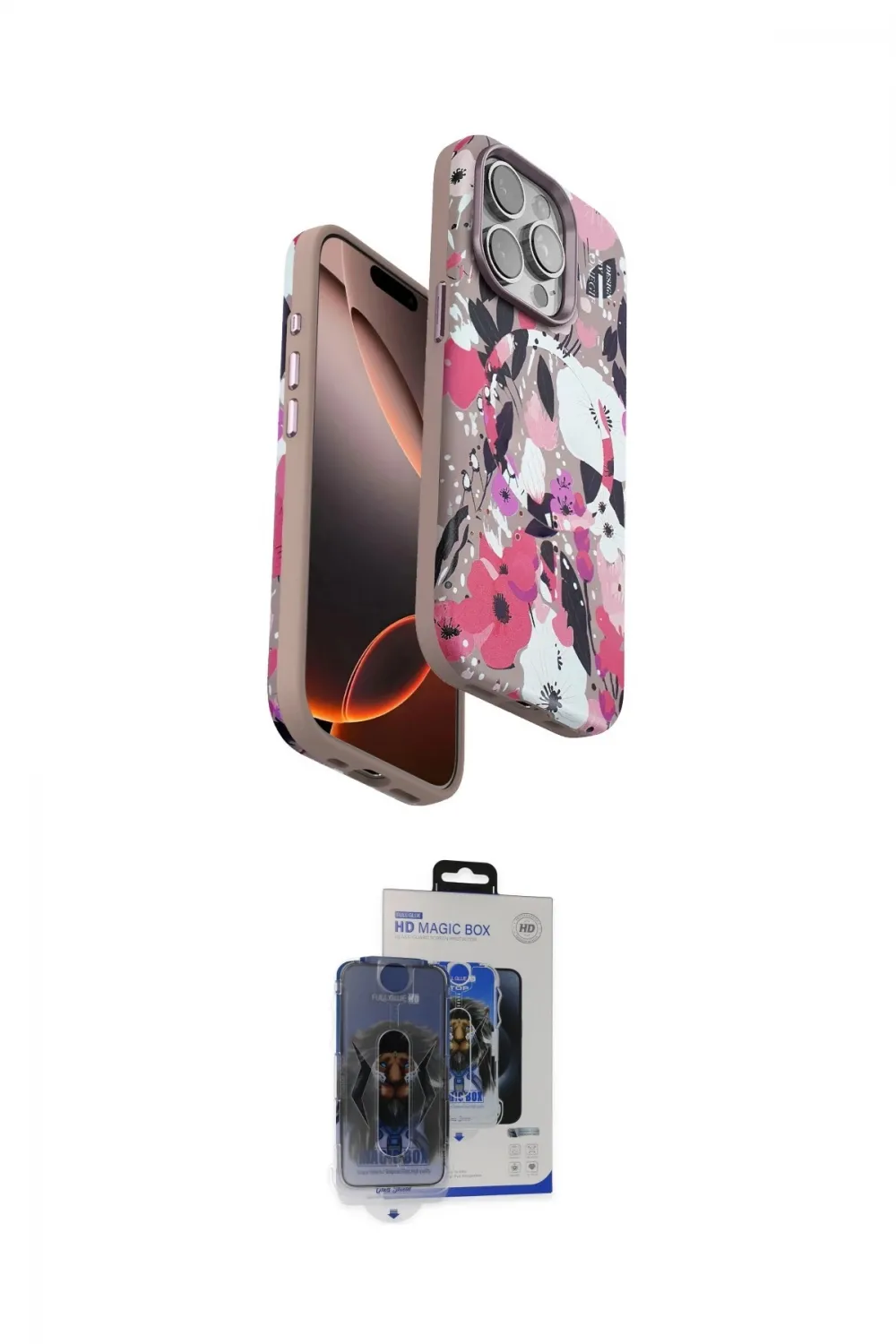 ieg™ iPhone 15 Pro Max Kılıf Siluet Doku - Siyah Vanessa Magic Cam