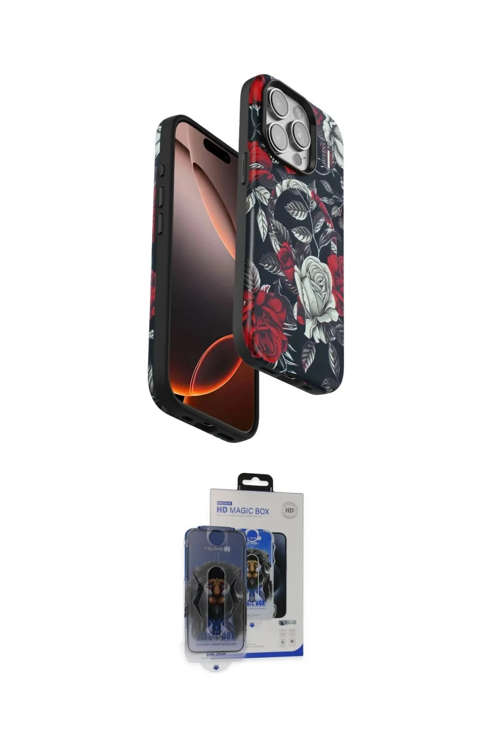 ieg™ iPhone 15 Pro Max Kılıf Siluet Doku - Siyah Vanessa Magic Cam