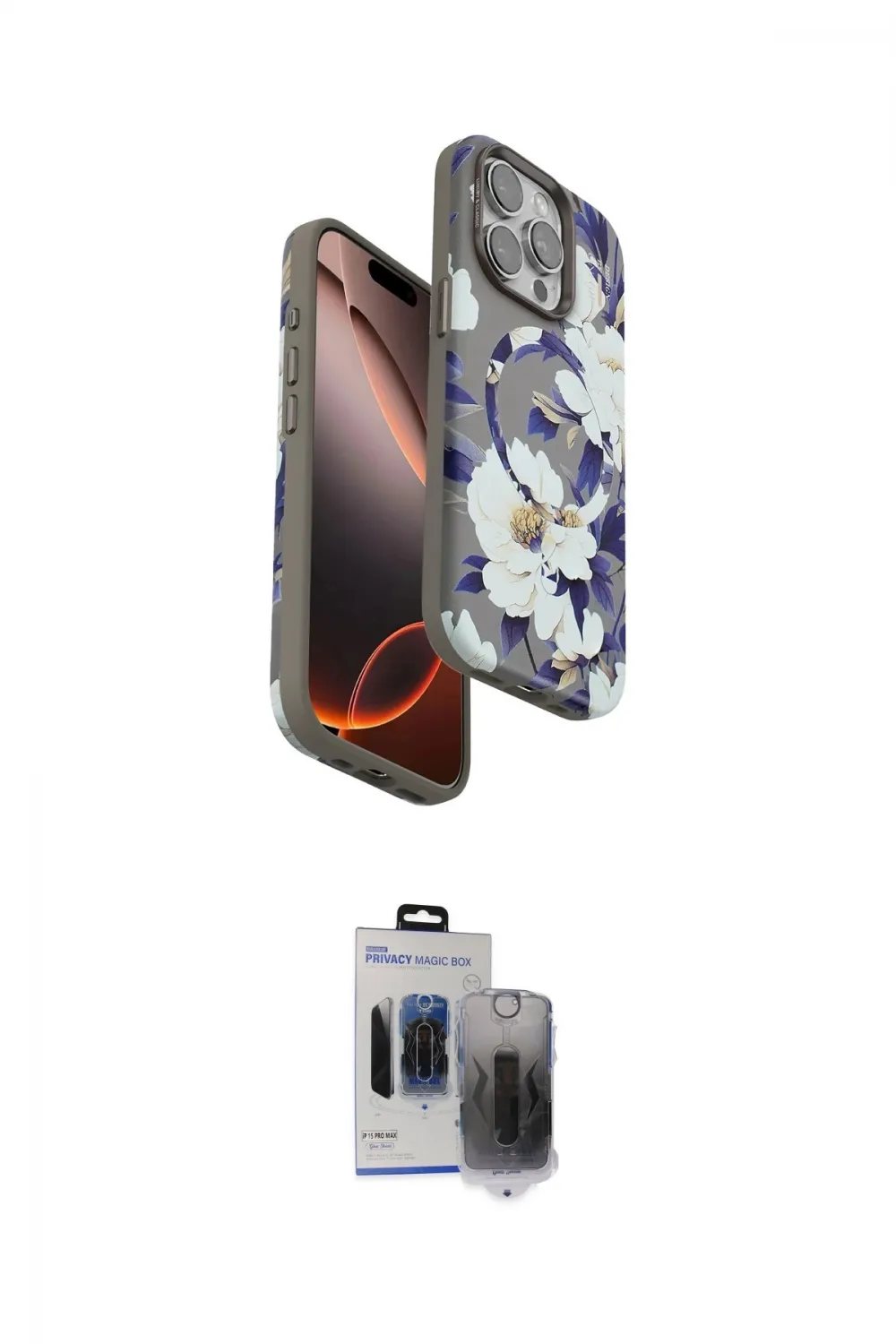 ieg™ iPhone 15 Pro Max Kılıf Siluet Doku - Siyah Vanessa Magic Hayalet Cam