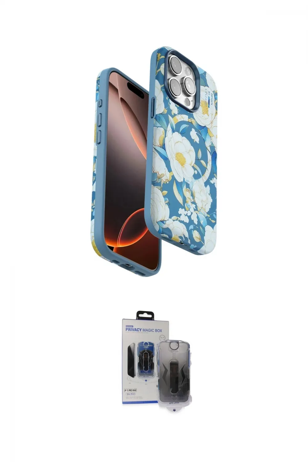 ieg™ iPhone 15 Pro Max Kılıf Siluet Doku - Siyah Vanessa Magic Hayalet Cam
