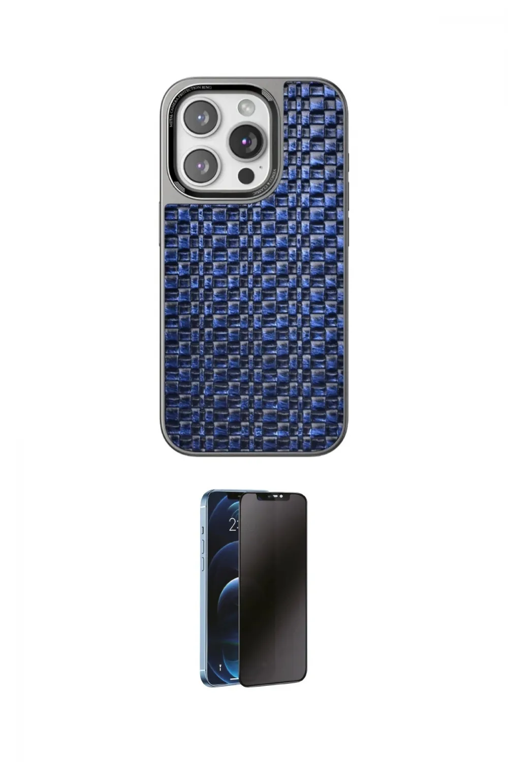 ieg™ iPhone 15 Pro Max Kılıf Siluet Form Serisi - Siyah 3D Antistatik Hayalet Cam Ekran Koruyucu