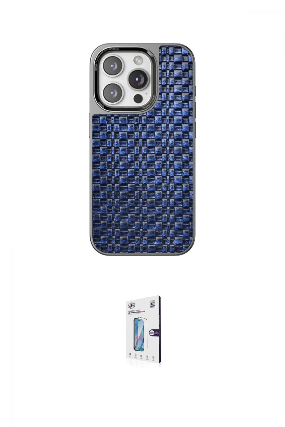 ieg™ iPhone 15 Pro Max Kılıf Siluet Form Serisi - Siyah Bilvis 0.18mm Plus Cam Ekran Koruyucu