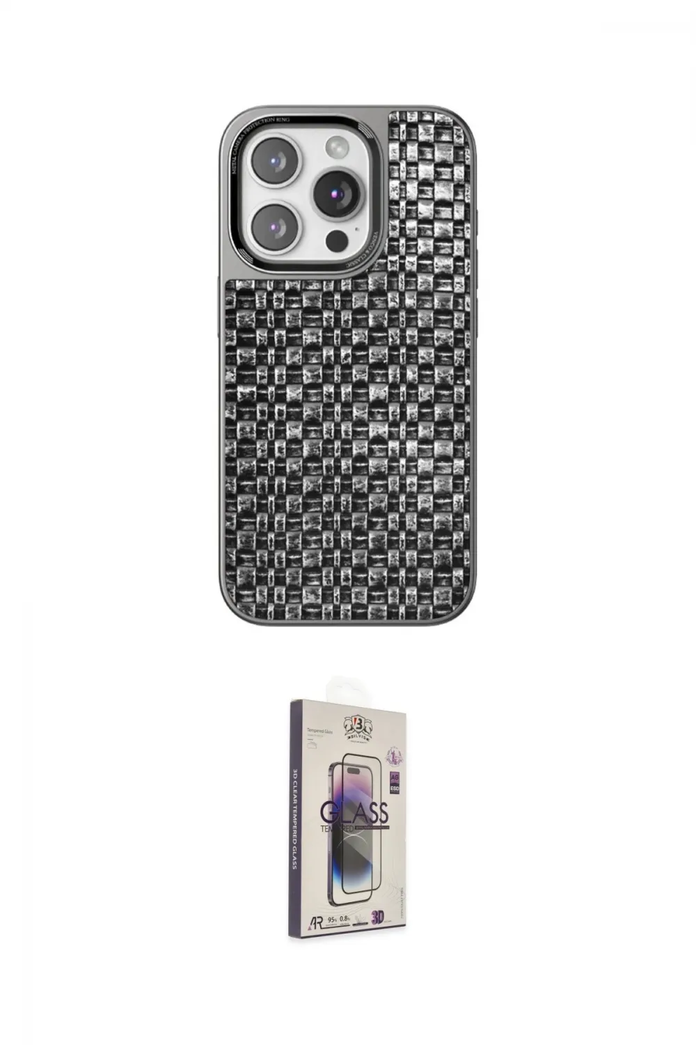 ieg™ iPhone 15 Pro Max Kılıf Siluet Form Serisi - Siyah Bilvis 3D Cam Ekran Koruyucu