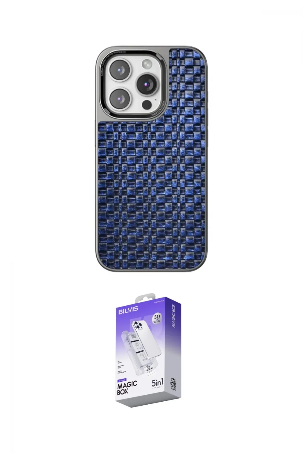 ieg™ iPhone 15 Pro Max Kılıf Siluet Form Serisi - Siyah Bilvis 5in1 3D Magic Cam Ekran Koruyucu