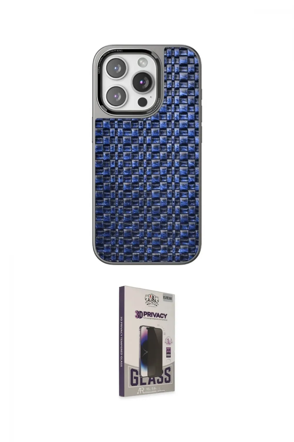 ieg™ iPhone 15 Pro Max Kılıf Siluet Form Serisi - Siyah Bilvis Hayalet Cam Ekran Koruyucu