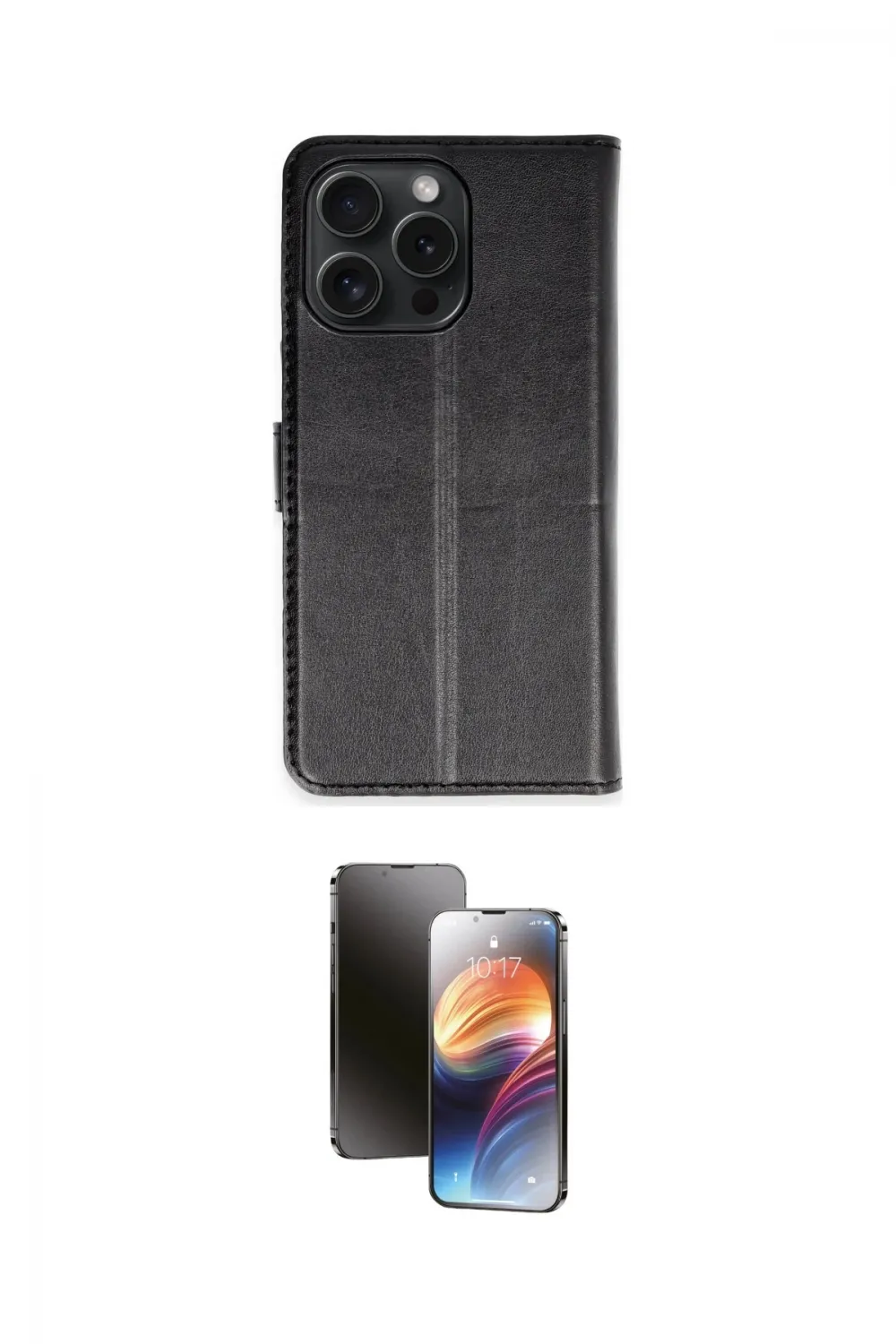 ieg™ iPhone 15 Pro Max Kılıf Siluet Işık Serisi - Siyah 3D Antistatik Mat Seramik Nano Ekran Koruyucu