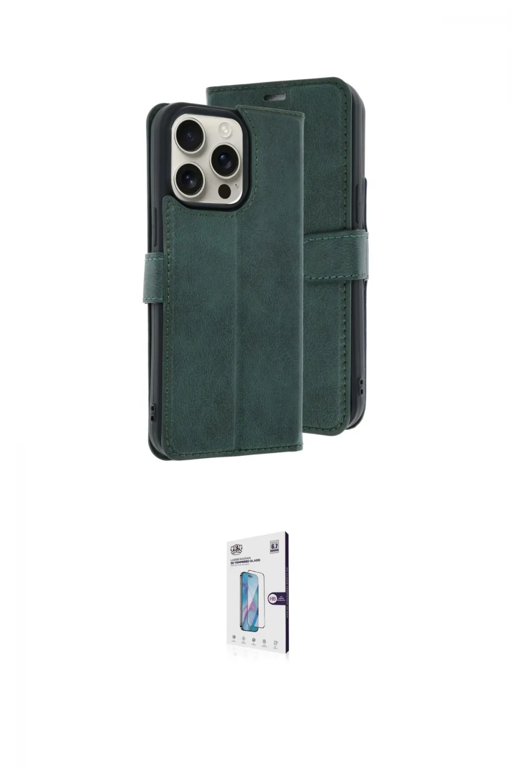ieg™ iPhone 15 Pro Max Kılıf Siluet Işık Serisi - Siyah Bilvis 0.18mm Plus Cam Ekran Koruyucu