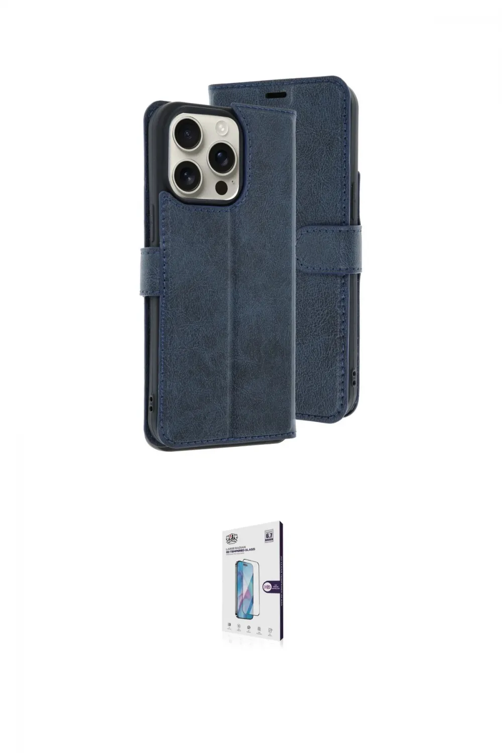 ieg™ iPhone 15 Pro Max Kılıf Siluet Işık Serisi - Siyah Bilvis 0.18mm Plus Cam Ekran Koruyucu